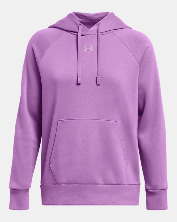 Damen UA Rival + Fleece Hoodie, Purple, pdpMainDesktop image number 3